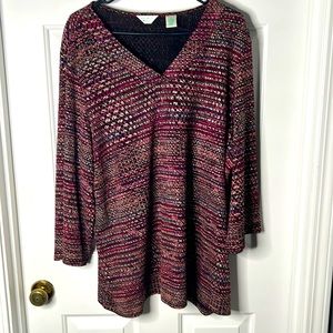 Laura Ashley -Sz 3X Pink Slinky Travel Art-to-Wear 3/4 Blouse Shirt Top